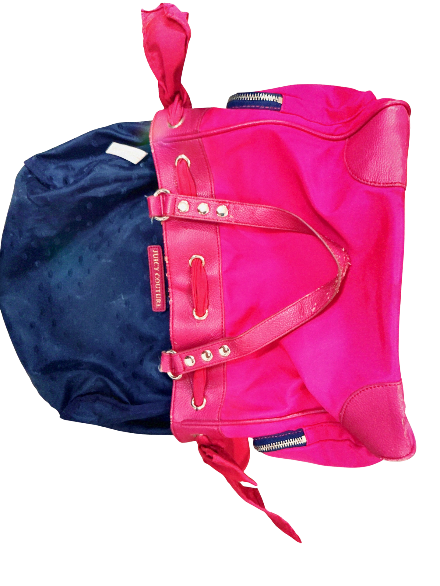 Vintage Juicy Couture Pink Nylon Malibu Daydreamer Studded Bow Bag