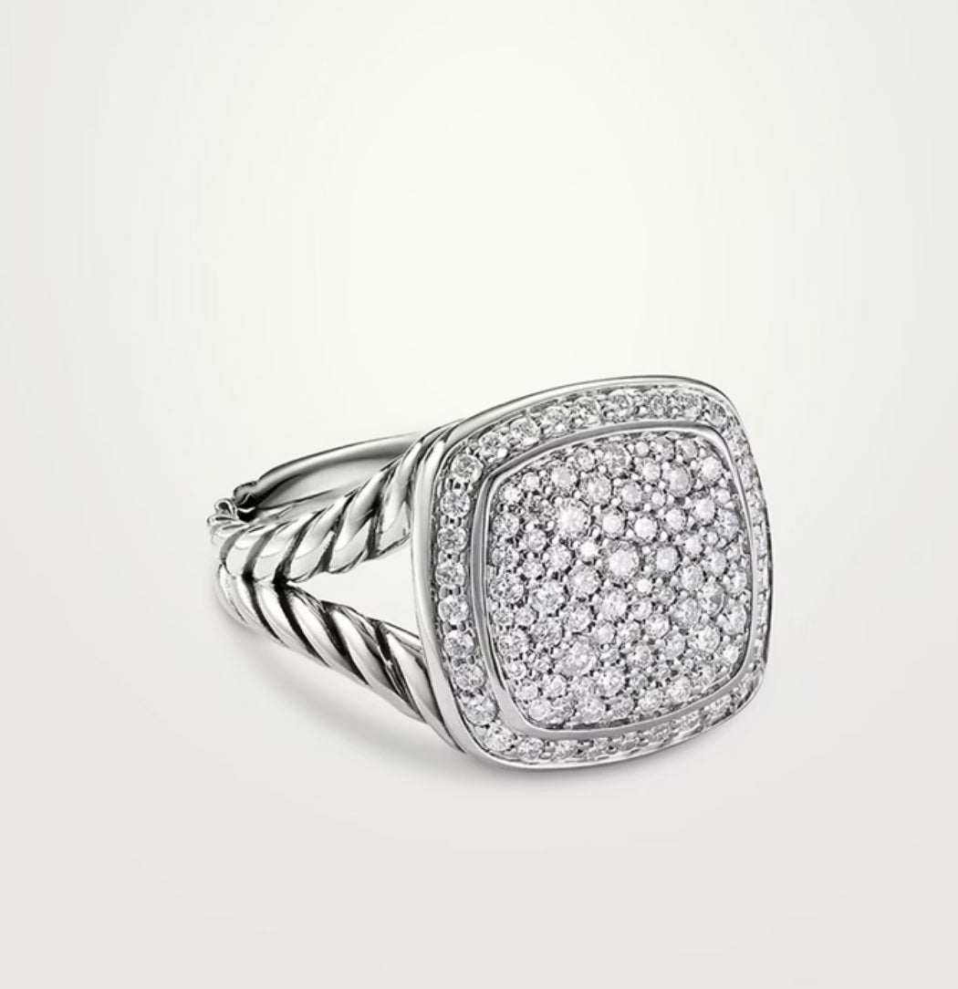 David Yurman Albion Ring in Sterling Silver with Pave Diamonds