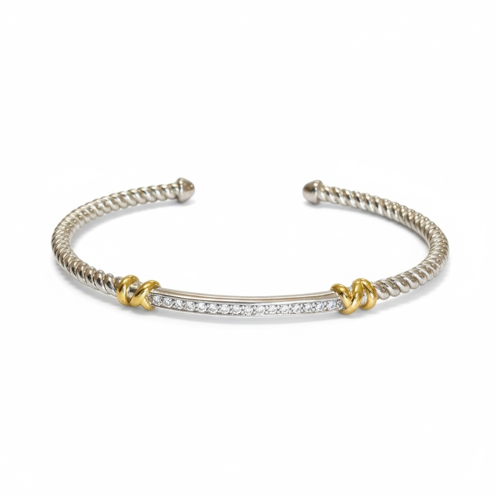 David Yurman Petite Helena Classic Cable Station Bracelet with Diamonds