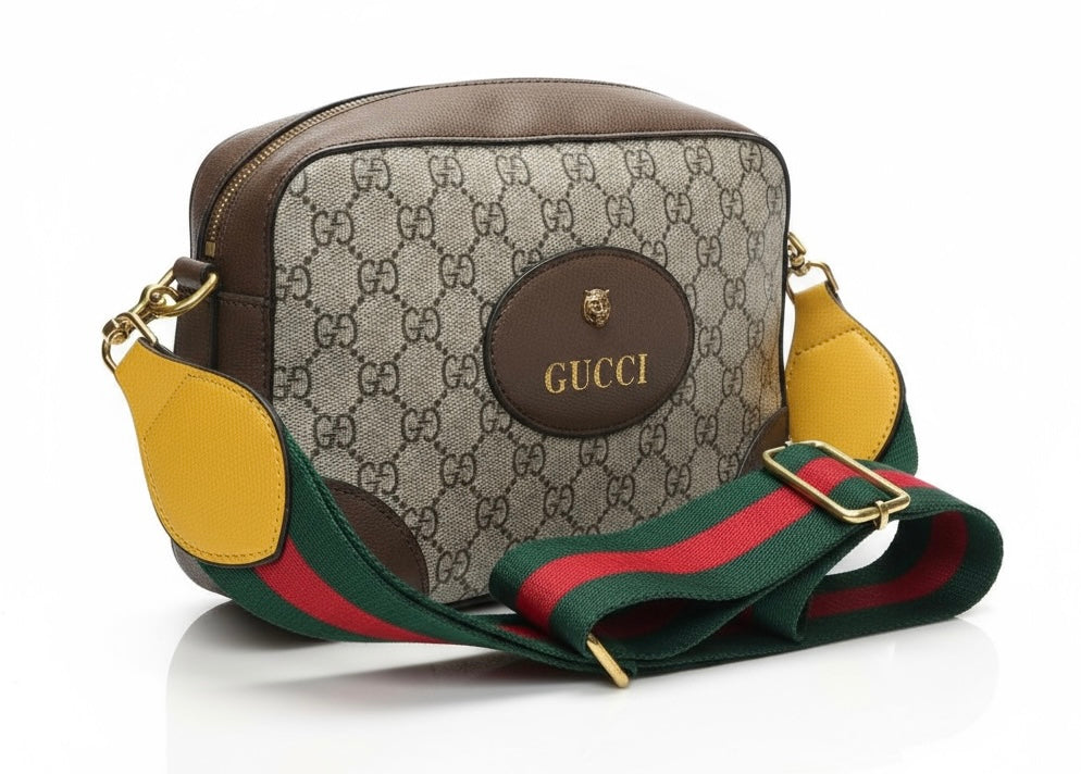 Gucci Vintage Beige and Brown Logo Crossbody Bag