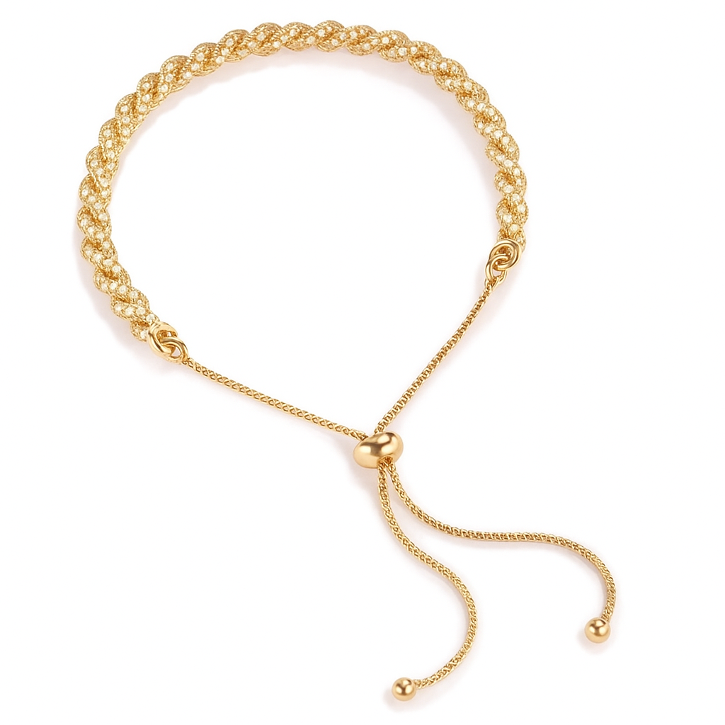 Gold Braided Bangle Tassel Bracelet