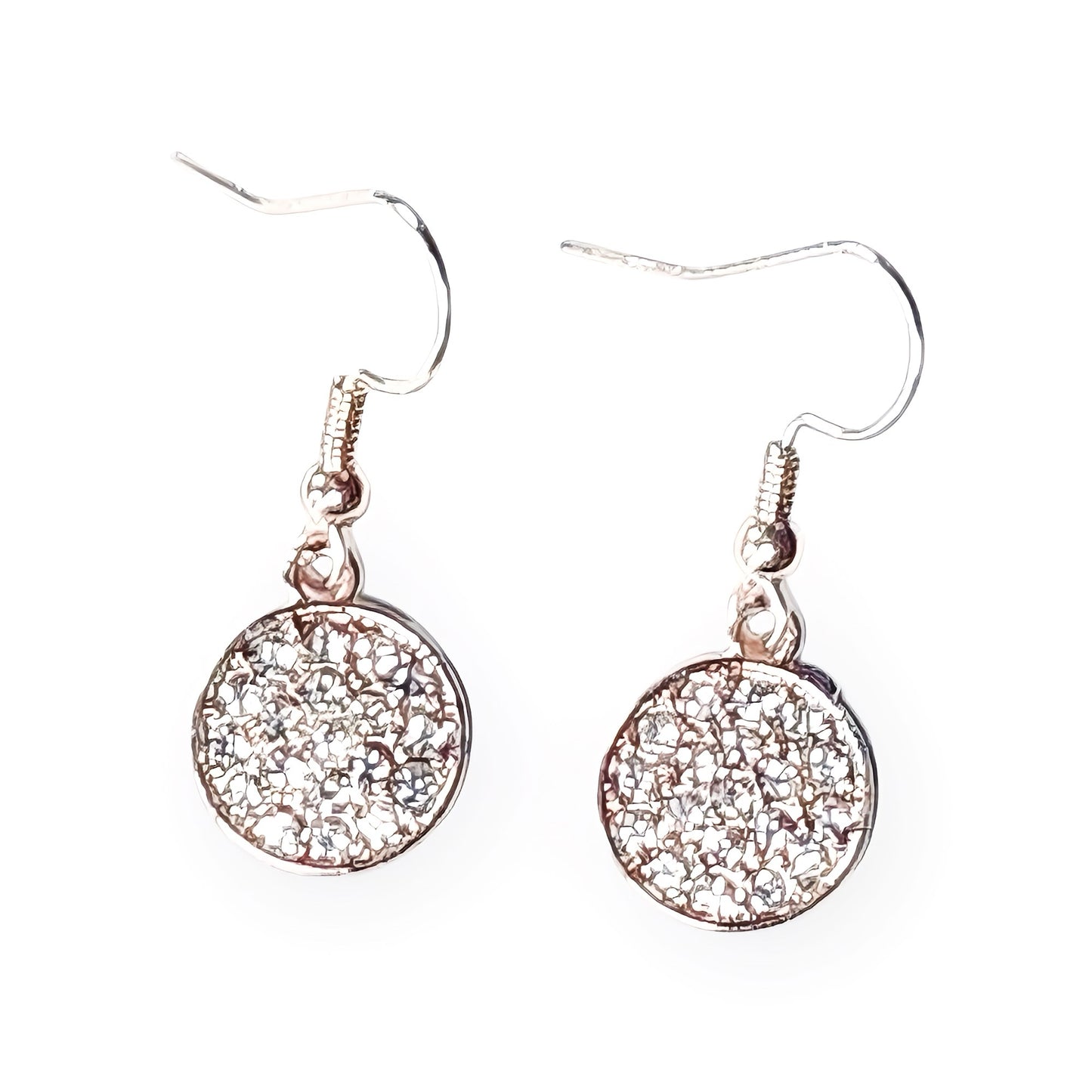 18k Gold Cubic Zircon Diamond Round Drop Dangle Earrings