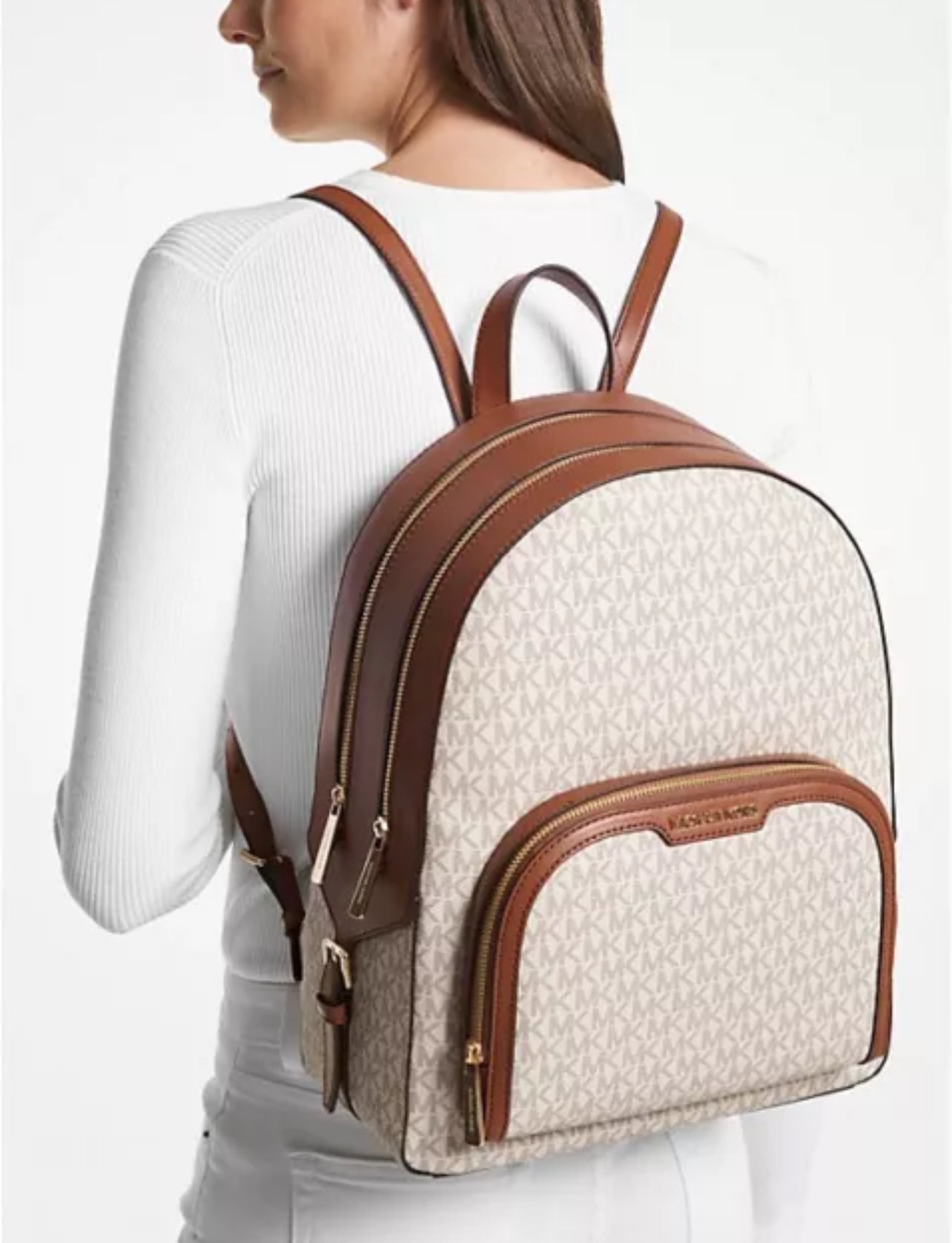 Michael Kors Jaycee Large Logo Backpack Vanilla Natural