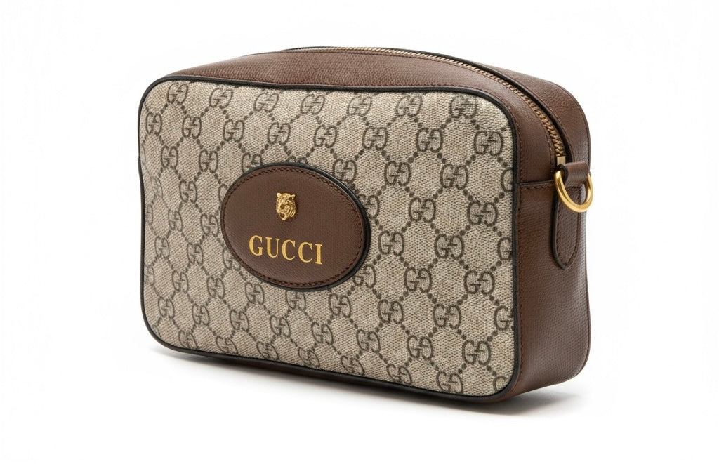 Gucci Vintage Beige and Brown Logo Crossbody Bag
