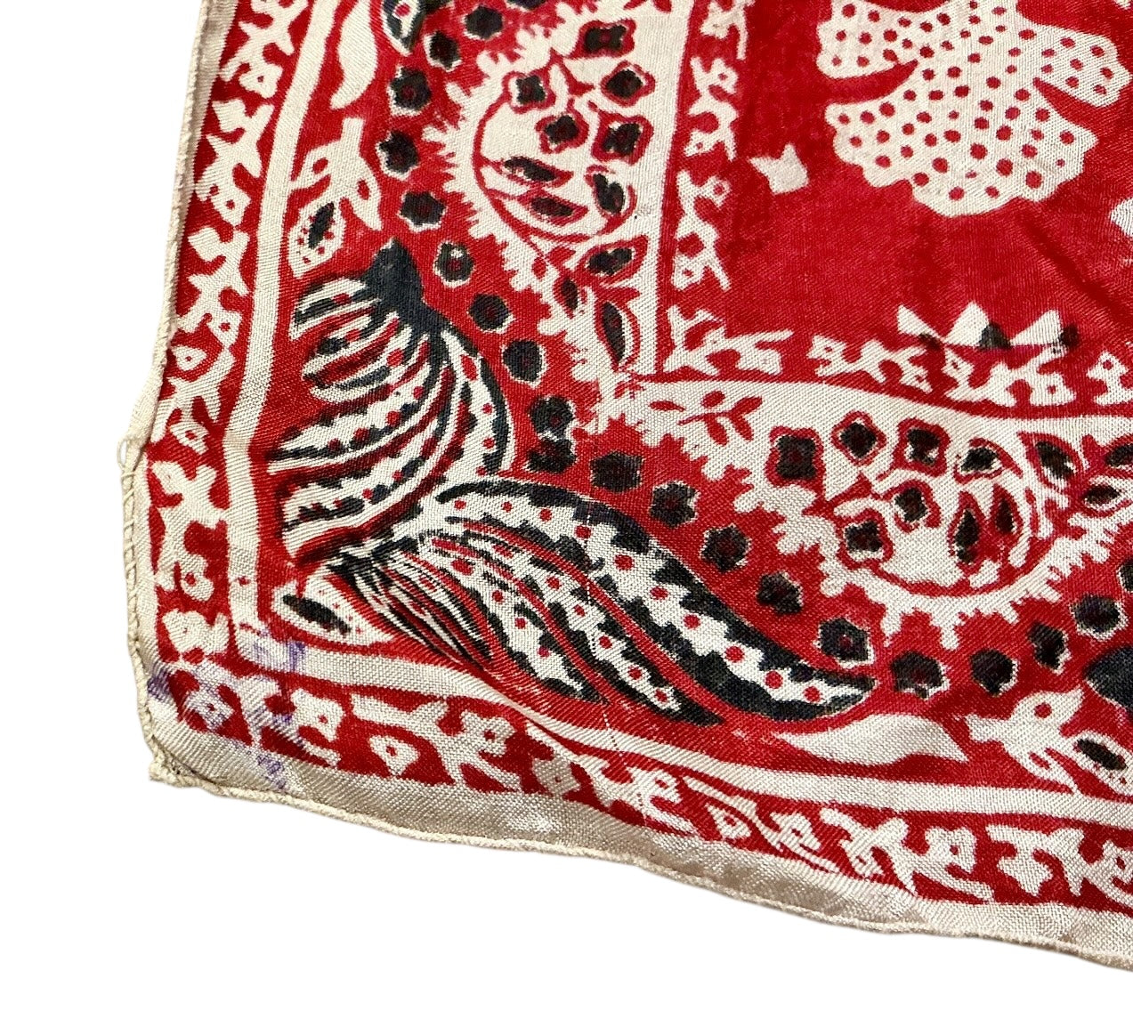 Hand Woven Pure Silk Scarf Made in India with Blue Ink Culture Markings