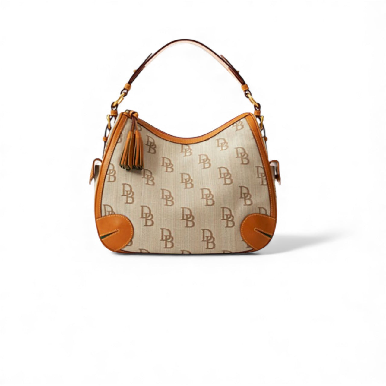 Dooney & Bourke Florentine Jacquard Side Pocket Hobo Bag in Tan Brown