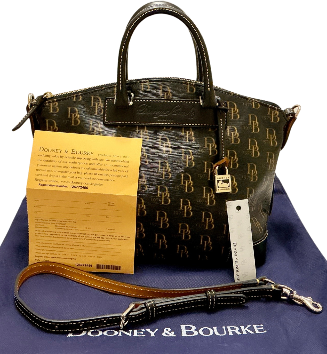 Dooney & Bourke 1975 Signature Vanessa Tote NWT, Original COA, Dust Bag Vintage