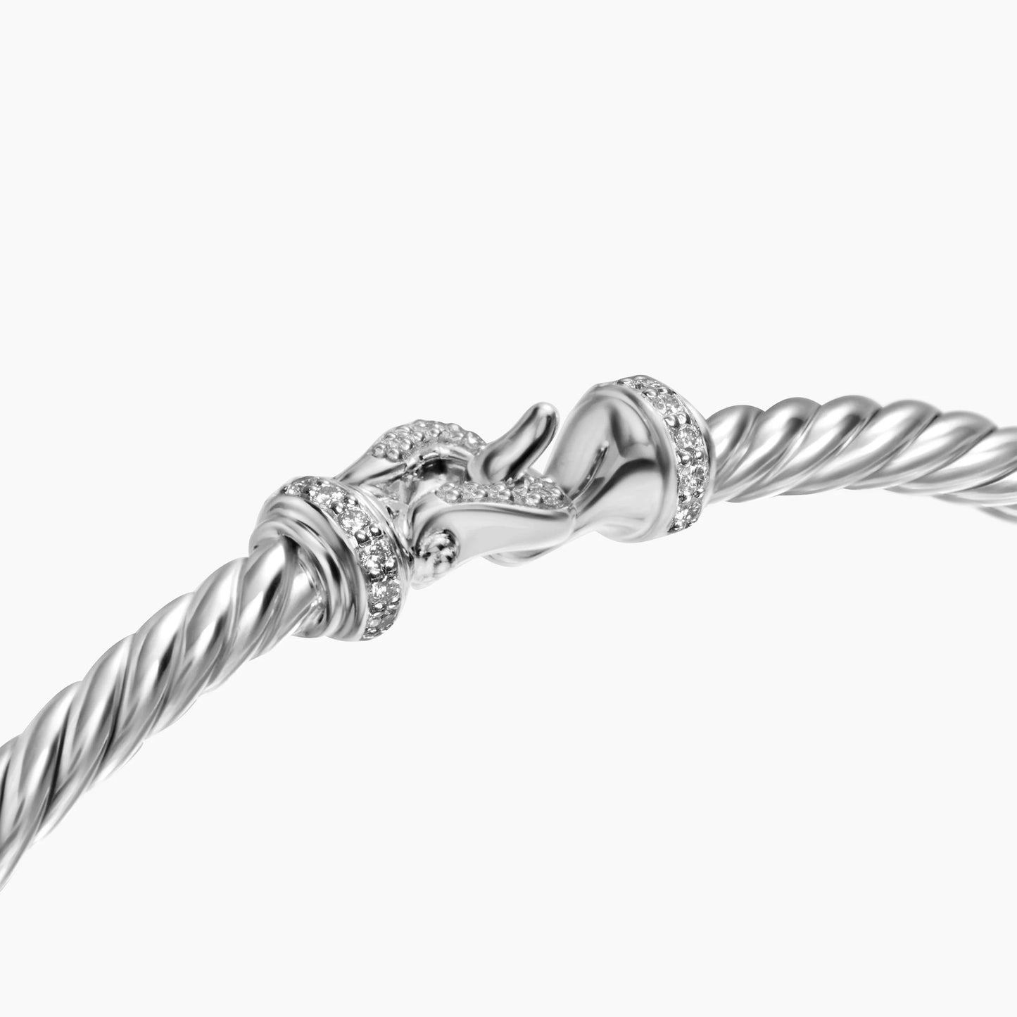 David Yurman Buckle Classic Cable Bracelet Sterling Silver with Diamonds, 3mm