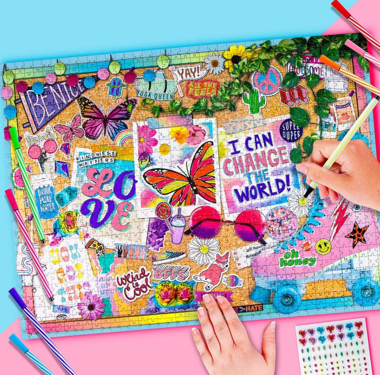 Fashion Angels Color & Bling DIY Jumbo Puzzle Design Kit 1000 Pcs Gems & Markers