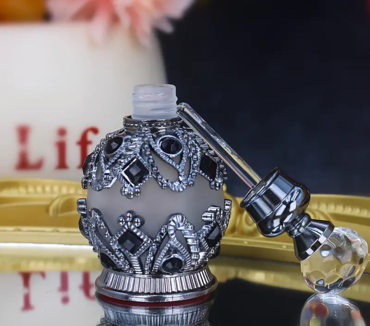 Vintage 15ML Enameled Glass Perfume Bottle