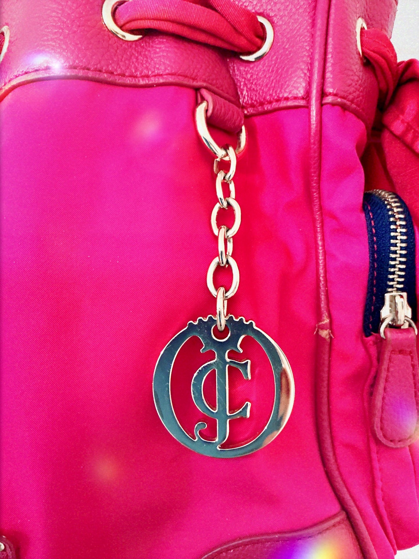 Vintage Juicy Couture Pink Nylon Malibu Daydreamer Studded Bow Bag