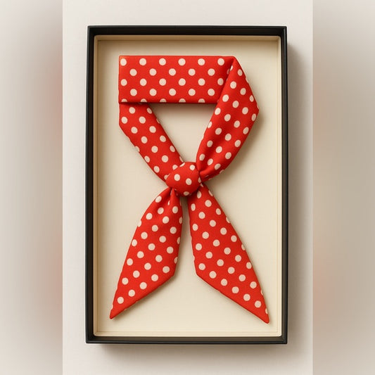 Versatile Classic Red & White Polka Dot Scarf - Playful Elegance & Vintage Charm