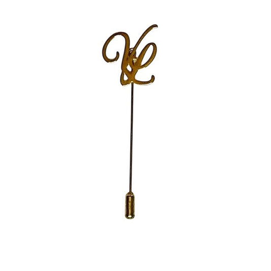 Luxury Gold Monogram VL/LV Stick Pin Brooch - Elegant Script Initial Accessory