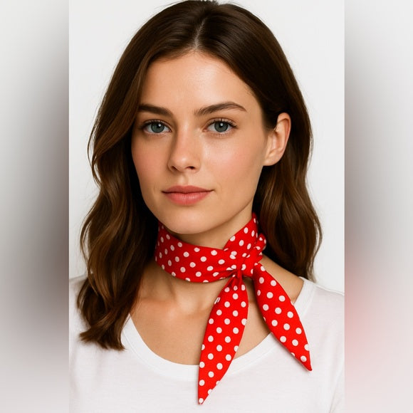 Classic Black & White Polka Dot Versatile Scarf - Vintage-Inspired Lightweight Accessory for Hair, Neck, and Bags