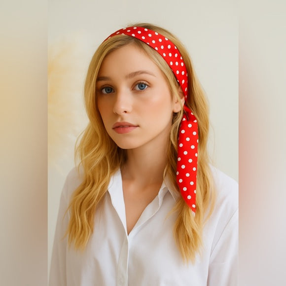 Classic Black & White Polka Dot Versatile Scarf - Vintage-Inspired Lightweight Accessory for Hair, Neck, and Bags