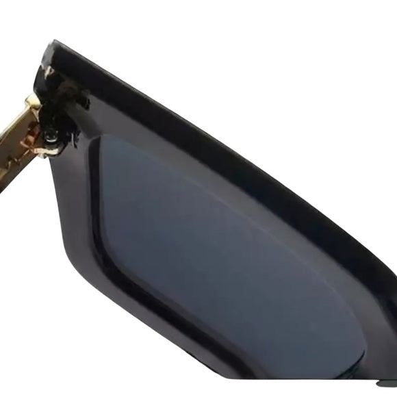 Chic Black & Gold Fashion Sunglasses Set - 2 Pairs with Elegant Golden Chain Link Arms