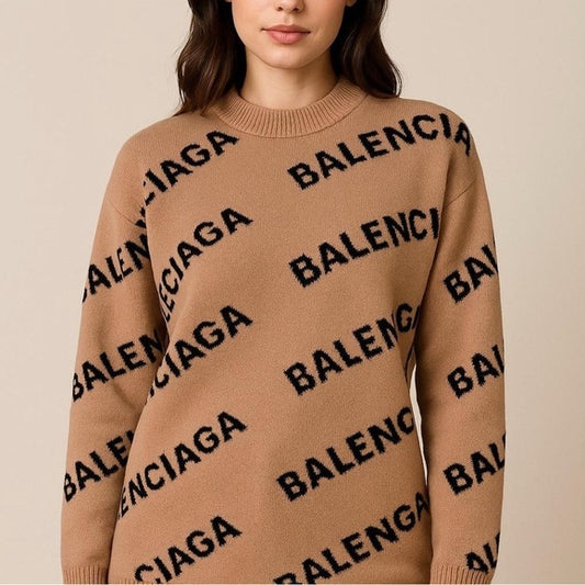 Balenciaga Men's Logo Intarsia Wool Sweater