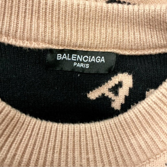 Balenciaga Men's Logo Intarsia Wool Sweater