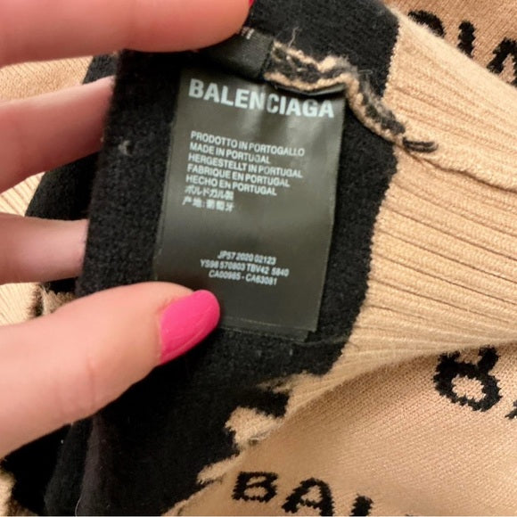 Balenciaga Men's Logo Intarsia Wool Sweater