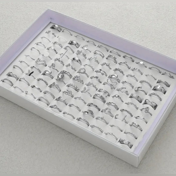 Wholesale Bohemian Style 5-Piece CZ Waterproof & Tarnish Free Stackable Silver Ring Set