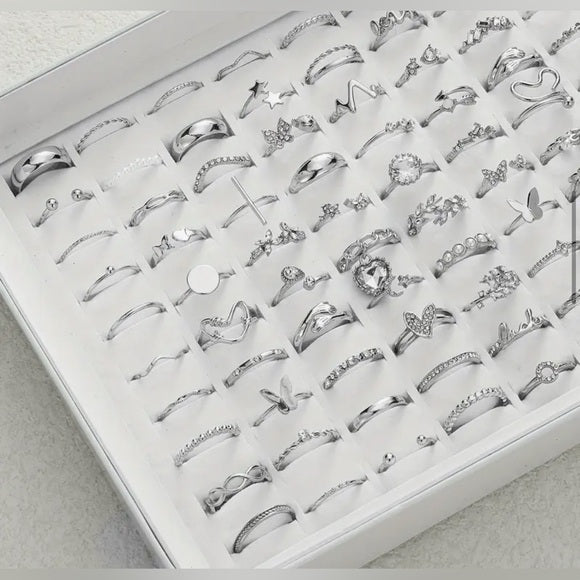 Wholesale Bohemian Style 5-Piece CZ Waterproof & Tarnish Free Stackable Silver Ring Set