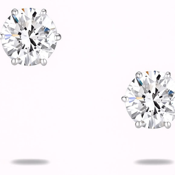 2ct Moissanite Stud Earrings 18k White Gold Brilliant Round Cut Gift Set Bundle