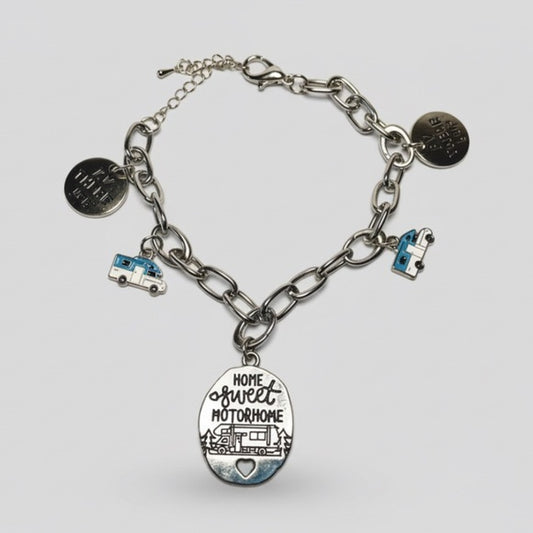 Silver RV Motorhome Fifth Wheel Travel Charm Bracelet Hand Crafted